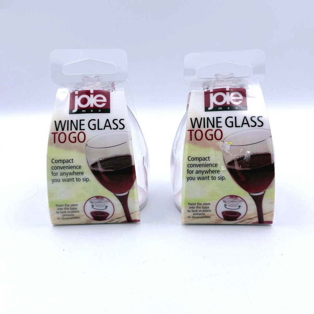 Joie Wine Glass To Go 7.44oz Set of 2 Portable Travel‎ Plastic BPA Free Clear